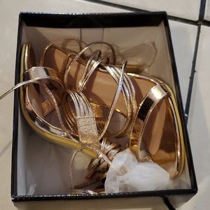 Rose Gold wrap up heels